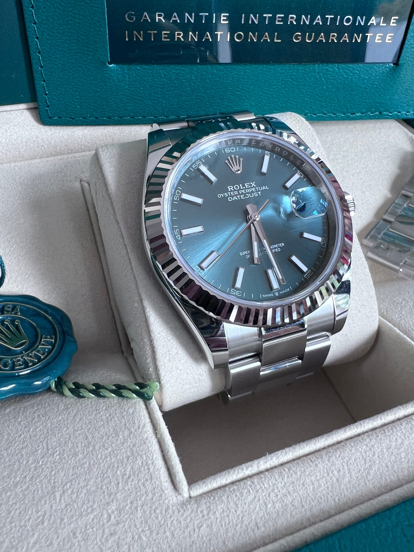 Rolex Datejust 41mm Mint Green Dial, 2024, New, Full Set 126334