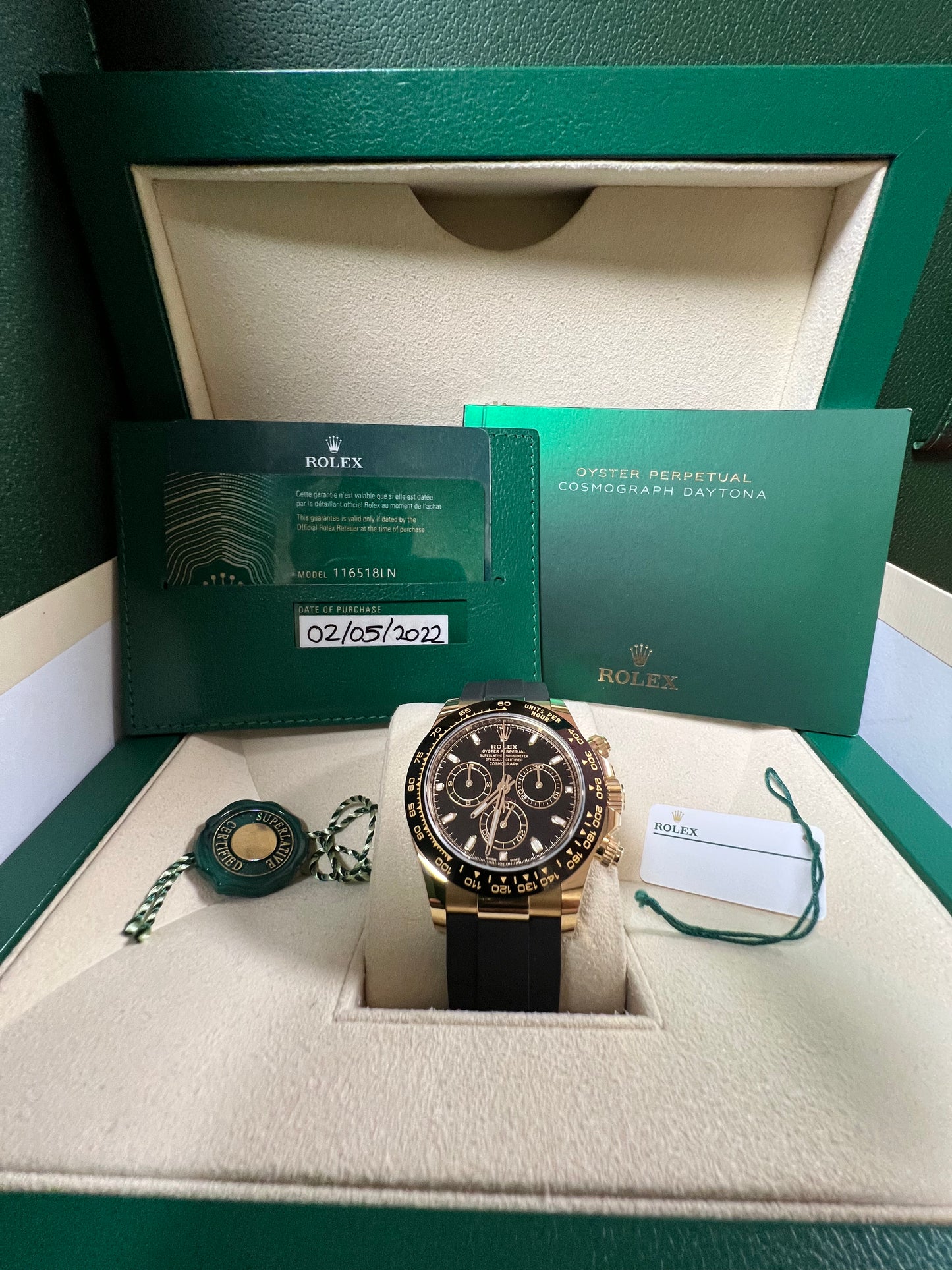 Rolex Cosmograph Daytona Oysterflex Yellow Gold Black Dial 2022 New Full Set