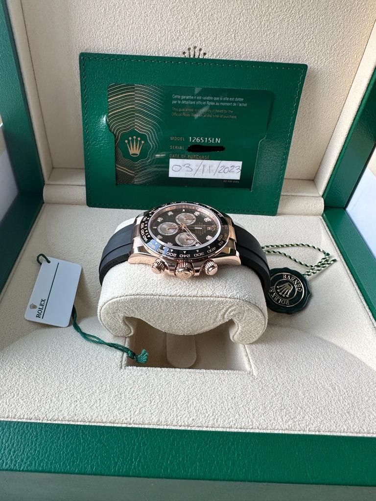 Rolex Daytona Oysterflex Rose Gold Diamond Dot 2023 126515LN New Reference